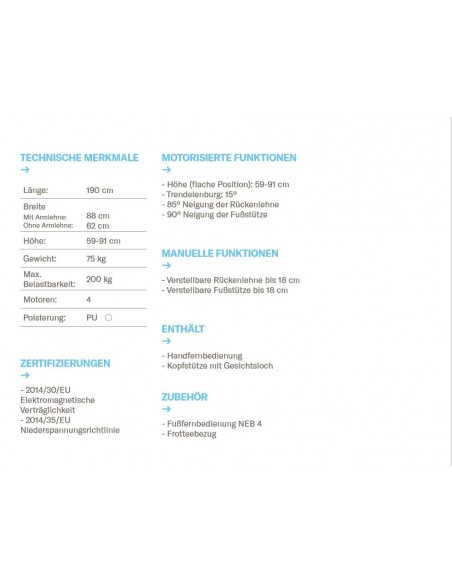 Kosmetikliege Mizar 4 motorig & Frotteebezug