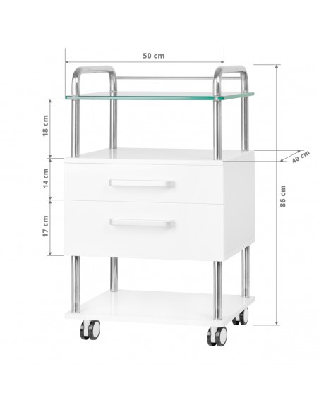 Geräterollwagen 2 Schubladen und Glasablage