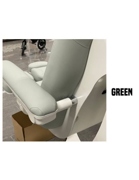 Fotvårdstol AERO i grön med fotpedal & droppbricka
